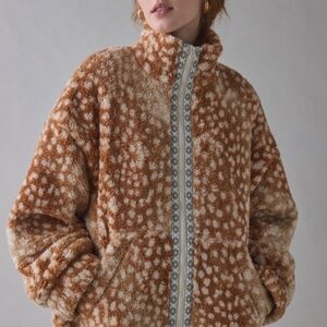 Mae Printed Piled Fleeze Zip Jacket Urban Outfitters BDG